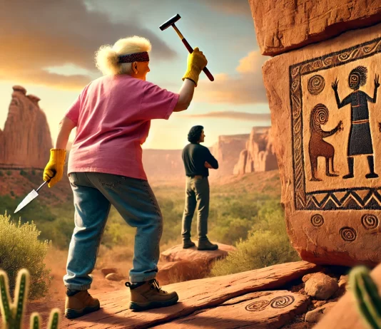 Local Woman Defends Petroglyph Vandalism as “Interactive Art Project,” Cites Over 17 Reasons for Her Actions